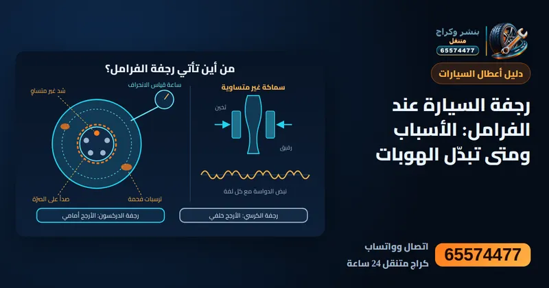 رسم توضيحي: رجفة السيارة عند الضغط على الفرامل: من الهوب أو من شيء ثاني؟