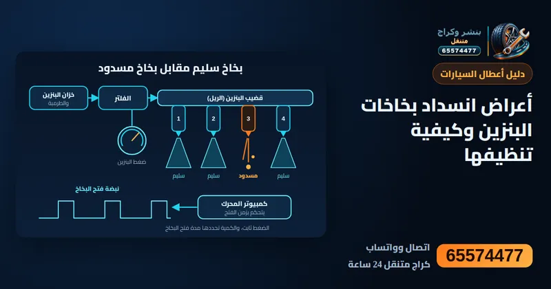 رسم توضيحي: أعراض انسداد بخاخات البنزين وكيفية تنظيفها