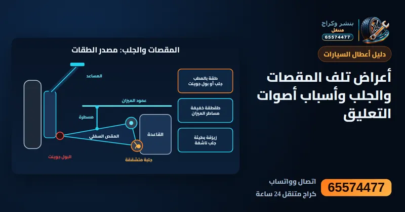 رسم توضيحي: أعراض تلف المقصات والجلب وأسباب أصوات التعليق