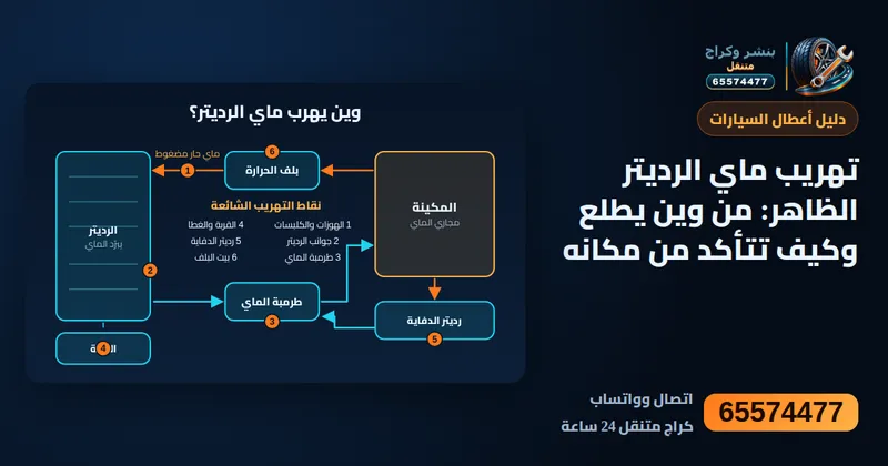رسم توضيحي: تهريب ماي الرديتر الظاهر: من وين يطلع وكيف تتأكد من مكانه
