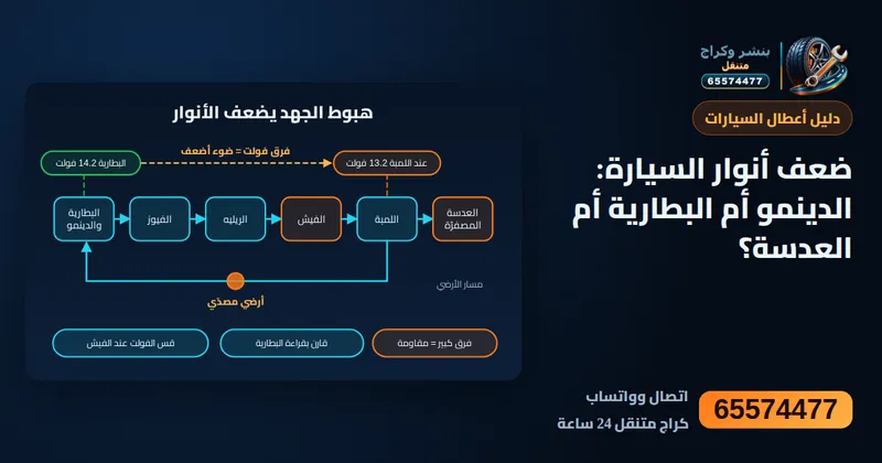 رسم توضيحي: ضعف أنوار السيارة: كيف تعرف إذا السبب كهرباء أو لمبة أو عدسة