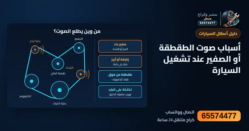 رسم توضيحي: أسباب صوت الطقطقة أو الصفير عند تشغيل السيارة