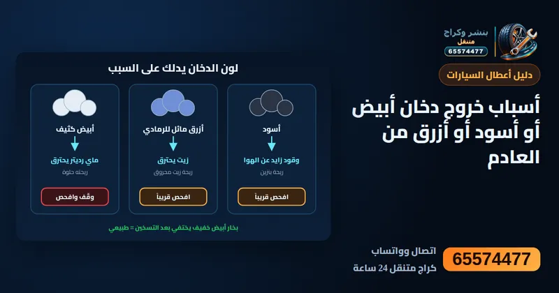 رسم توضيحي: أسباب خروج دخان أبيض أو أسود أو أزرق من العادم