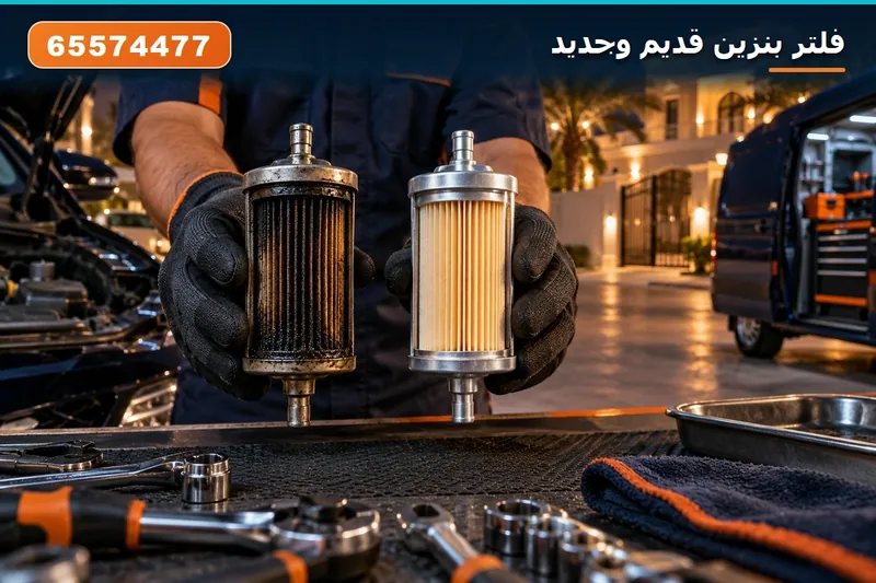 فلتر بنزين قديم مسدود وفلتر جديد