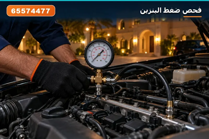 فحص ضغط البنزين بساعة الضغط على خط الوقود